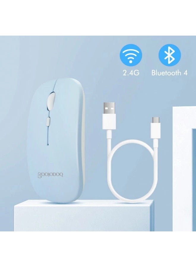 GOOJODOQ  2-in-1 Bluetooth Mouse, 2.4GHz, Dual Mode, Ultra Slim and Quiet ( Sky blue ) - Image 1